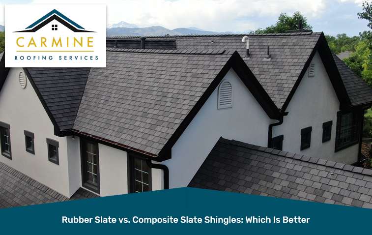 Completed rubber slate roofing on a residential house